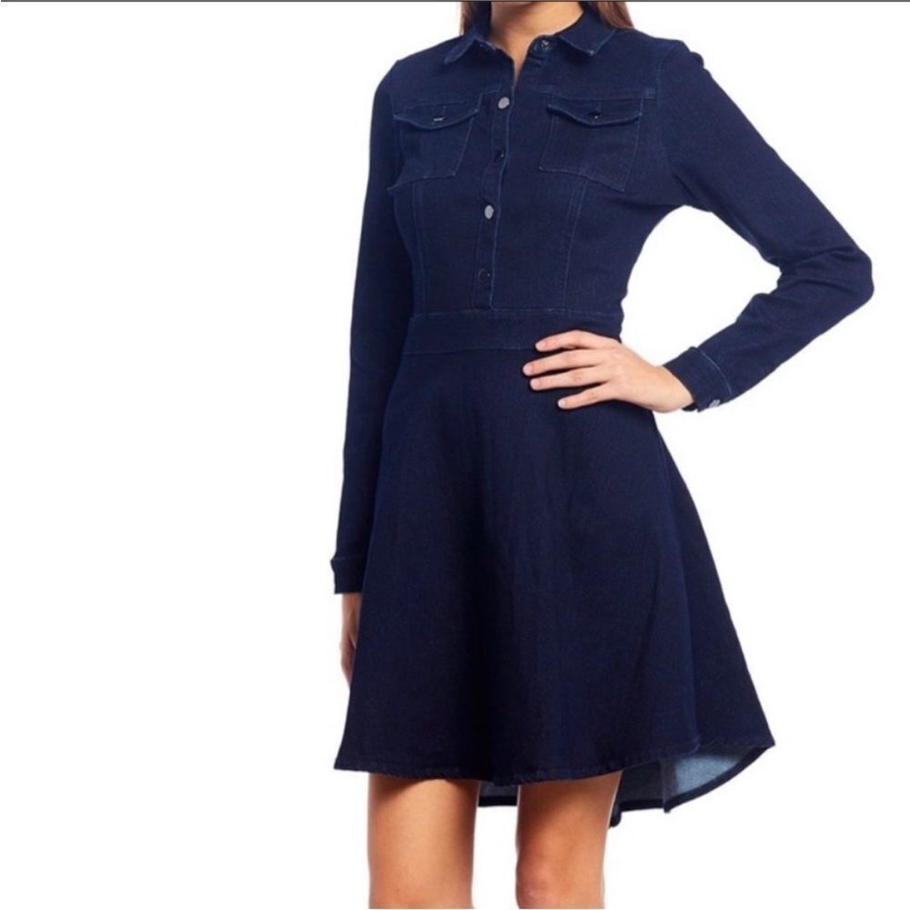 A Loves A dark denim a line mini dress snap front m  medium - Picture 3 of 7